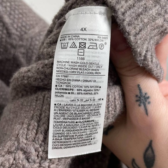 Old Navy Brown Cable Knit Diamond Stitch Chunky Sweater 4X Minimalist - Picture 6 of 6